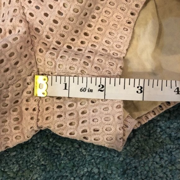 Ark & Co. Eyelet Lace Overlay Dress Shorts S SM Small Light Pink Ivory Cream Zip - Picture 8 of 8